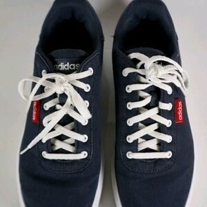 adidas Navy Canvas Low-Top Sneakers with White Laces